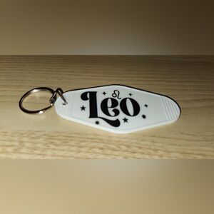 White Leo Keychain
